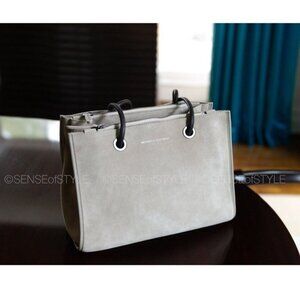 Brunello Cucinelli Earth Suede Handbag Leather Handles Tote Shoulder Bag